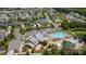 Overhead view of the neighborhood highlighting the clubhouse, community pool and surrounding lush landscape at 1230 Therns Ferry Dr, Fort Mill, SC 29708