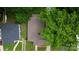 Overhead aerial of the property showcasing roof, landscaping, driveway, and neighboring homes at 224 E Steele St, Salisbury, NC 28144