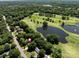 Stunning aerial view of home near golf course and water, with a lush tree canopy in a quiet neighborhood at 3531 Bon Rea Dr, Charlotte, NC 28226