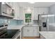 Modern kitchen has quartz countertops, stainless steel appliances, and updated cabinets at 5414 Leaford Ct, Charlotte, NC 28227