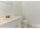 Clean half bathroom features a white sink and toilet, offering a simple, functional space at 6817 Dumbarton Dr, Charlotte, NC 28210