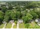 Neighborhood aerial view showing residential homes surrounded by mature trees and green spaces at 716 Mooresville Rd, Salisbury, NC 28144