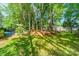 Plenty of room to run in this lush green backyard with mature trees, a small patio, and fenced-in border at 9920 White Cascade Dr, Charlotte, NC 28269
