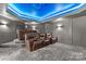 Luxury home theater featuring tiered seating, plush leather recliners, and a starry night ceiling at 1405 Saratoga Woods Dr, Waxhaw, NC 28173