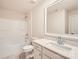 Bathroom with a single sink vanity, tub, and tile flooring at 1540 Croydon St, Indian Land, SC 29707