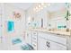 Bright bathroom with granite countertops, double vanity, shower, and light-colored walls at 620 River Birch Dr, Salisbury, NC 28146