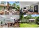 Four image collage: back deck, living room, dining room, and exterior of home at 6231 Coach Hill Ln, Charlotte, NC 28212