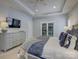 Main bedroom with carpet, tray ceiling, and an attached TV at 628 Bracket St, Fort Mill, SC 29708