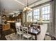 An open-concept dining area with hardwood floors, large windows, and modern decor at 6510 Honeymeade Cir, Charlotte, NC 28277