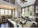 Open-concept living area with dark wood floors, fireplace, and dining area at 6510 Honeymeade Cir, Charlotte, NC 28277