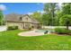 Expansive backyard with a sparkling pool, lush greenery, and an inviting patio for outdoor living at 1009 Jerry Ln, Matthews, NC 28105