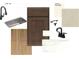 Showcasing a collection of materials, featuring brown cabinets, wood flooring, and modern hardware at 1071 Bull Dog Ln, Wingate, NC 28174