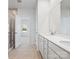 Bathroom showcasing a double sink vanity and glass shower at 1074 Bull Dog Ln, Wingate, NC 28174