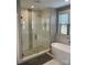 Bathroom featuring a free-standing tub and a glass-enclosed shower with modern tile at 1427 Kinks Ln # 47, Maiden, NC 28650
