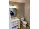 Well-lit bathroom featuring modern vanity with marble countertop and fixtures at 1427 Kinks Ln # 47, Maiden, NC 28650