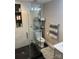 Modern bathroom with sleek black tile shower and a sliding glass door at 1427 Kinks Ln # 47, Maiden, NC 28650