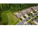 Aerial view showcases the home's landscaped yard, manicured lawn, and proximity to lush greenery and neighboring houses at 1467 Tranquility Blvd, Lancaster, SC 29720