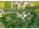 Stunning aerial view of luxury homes nestled among lush greenery, featuring a private pool at 20000 Schooner Dr, Cornelius, NC 28031