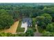 Expansive aerial view of a luxurious home surrounded by lush greenery and mature trees, ensuring privacy at 20000 Schooner Dr, Cornelius, NC 28031
