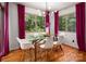 Bright dining room featuring hardwood floors, ample windows, and modern chandelier with beautiful pink curtains at 2298 Wintercrest Dr, Rock Hill, SC 29732