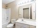 Bathroom with vanity, mirror, and bathtub with shower, providing functionality at 2561 26Th Ne Ave, Hickory, NC 28601