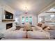 Bright and spacious living room with a stone fireplace and comfortable seating at 4025 Foxes Trl, Cramerton, NC 28032
