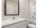 Well-lit bathroom features a large vanity, sink and shower-tub combination at 4677 Fanning Rd, Hickory, NC 28602