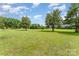 Vast backyard showcasing expansive green space, mature trees, and a playground in the distance at 7990 W Nc 152 Hwy, Mooresville, NC 28115