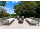 Charming backyard patio with comfortable seating, a fire pit, and tranquil views of the surrounding greenery at 8813 Covey Rise Ct, Charlotte, NC 28226