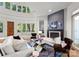 Elegant living room featuring hardwood floors, a fireplace, and large windows, creating a bright and inviting space at 8813 Covey Rise Ct, Charlotte, NC 28226