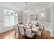This formal dining room features hardwood floors, a modern chandelier, and wainscoting at 1032 Seminole Dr, Waxhaw, NC 28173
