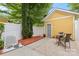 Private fenced-in backyard with a patio table, chairs, and a well-maintained yard at 1123 Market St, Fort Mill, SC 29708