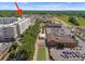 A drone shot of a mixed use community featuring a library, restaurants, and condominiums at 5481 Comiskey Aly, Kannapolis, NC 28081