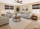 A living room with neutral colored walls, a neutral colored sofa set, and a patterned rug at 826 Sinclair Dr, Monroe, NC 28112