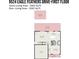 First-floor blueprint reveals open kitchen, living room, and back patio layout at 9524 Eagle Feathers Dr, Charlotte, NC 28214