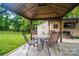 Enjoy outdoor dining under a covered gazebo with outdoor seating, perfect for entertaining in the private backyard at 1209 Rainbow Dr, Kannapolis, NC 28081
