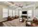 Bright living room boasting a coffered ceiling, ample seating, and large windows at 1244 Weir Ct, Fort Mill, SC 29708