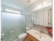 Bathroom with a shower, toilet, vanity with a vessel sink, and stylish accents at 199 Ashmont Dr, Kannapolis, NC 28081