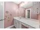 This bathroom features a lengthy vanity and unique hot air balloon wall decals at 208 South Shore Dr, Belmont, NC 28012
