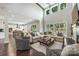Open living room with high ceilings, large windows, hardwood floors, and modern decor at 208 South Shore Dr, Belmont, NC 28012