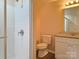 Bright bathroom featuring granite counters, a walk-in shower, and tile floors at 7021 Willow Bend Ln, Mint Hill, NC 28227