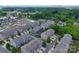 An aerial view of a townhome community with lush greenery and amenities in a vibrant urban setting at 1839 Shumard Ln, Charlotte, NC 28205