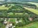 Wide aerial perspective of an estate with gardens, multiple buildings, and a private pool at 1878 Pl Propst Rd, Maiden, NC 28650