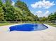 Enjoy this outdoor pool surrounded by a concrete deck and lush landscaping, ideal for relaxation at 1878 Pl Propst Rd, Maiden, NC 28650