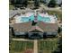 Aerial view of the community pool, clubhouse and water slide at 2018 Rosewater Ln, Indian Trail, NC 28079