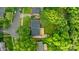 Bird's-eye view showcasing the home's backyard, roof, and surrounding landscape with mature trees and neighboring houses at 3326 Winterfield Pl, Charlotte, NC 28205