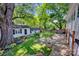 Backyard features a detached garage, small plants in decorative pots and green grass at 361 5Th Nw St, Hickory, NC 28601