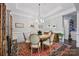 Elegant dining room featuring a round wood table, stylish chairs, and beautiful decorative accents at 5118 Waldron Meadow Dr, Charlotte, NC 28226