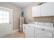 This well-equipped laundry room features a modern washer, dryer, cabinets and utility sink at 517 E Main St, Rock Hill, SC 29730