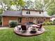 Backyard patio featuring comfortable seating, a fire pit, and a charming outdoor space for entertaining at 6941 Queensberry Dr, Charlotte, NC 28226